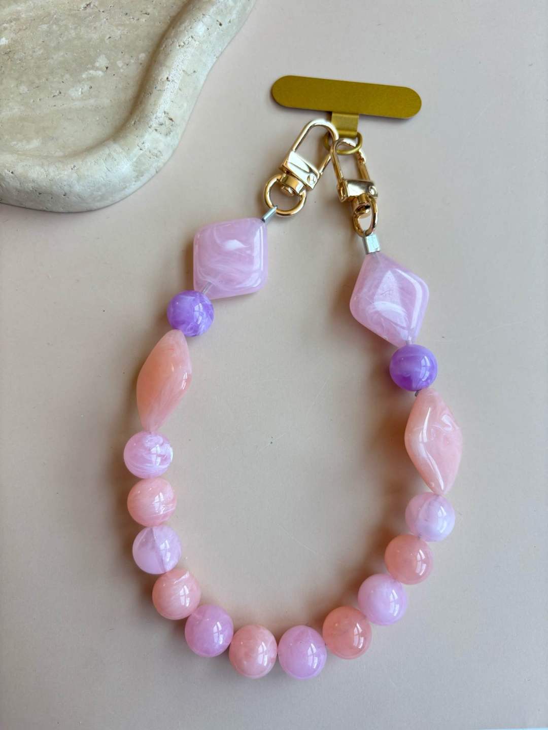 Telefoonkoord Wiebe - pastel roze/oranje