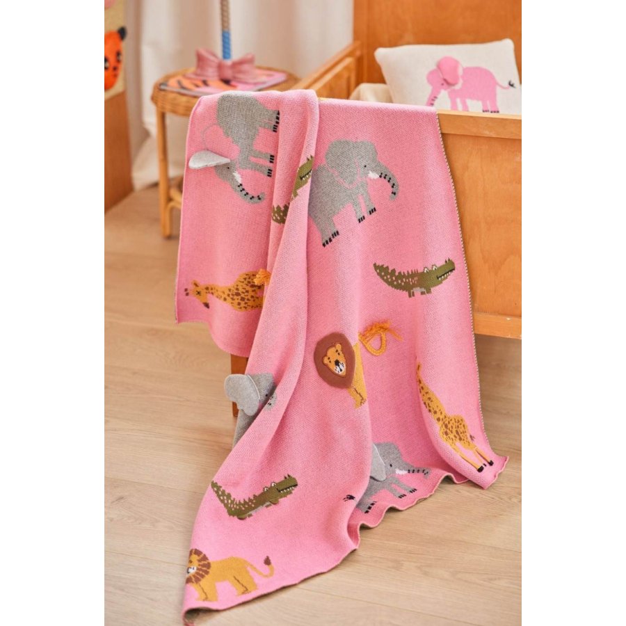 Rice Knitted Baby Deken - roze