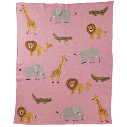 Rice Knitted Baby Deken - roze