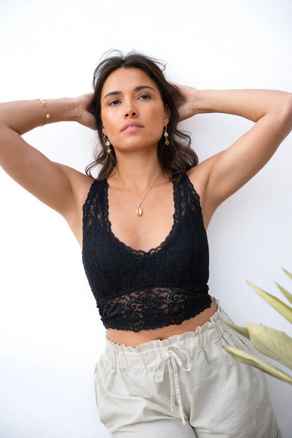 Bralette Lace Back - zwart