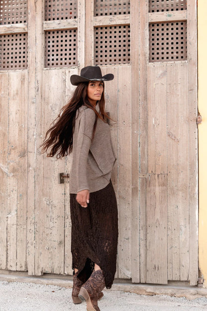 Luna Lace Skirt - dark brown