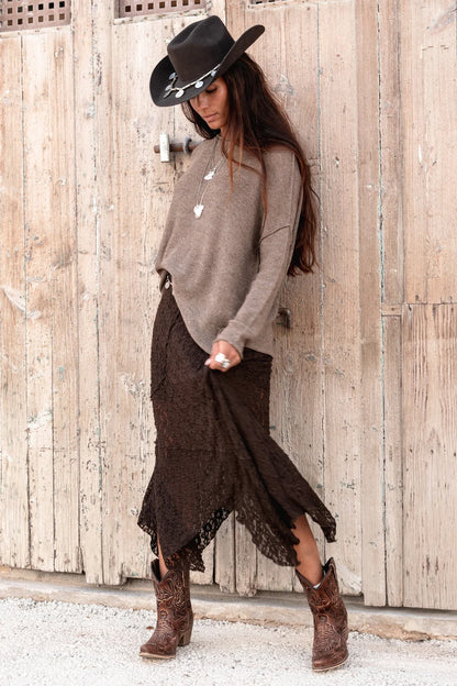 Luna Lace Skirt - dark brown
