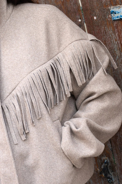 Lizzy Fringe Jacket - taupe