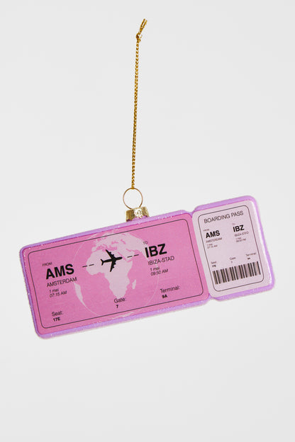 Kerstornament Boardingpass Ibiza