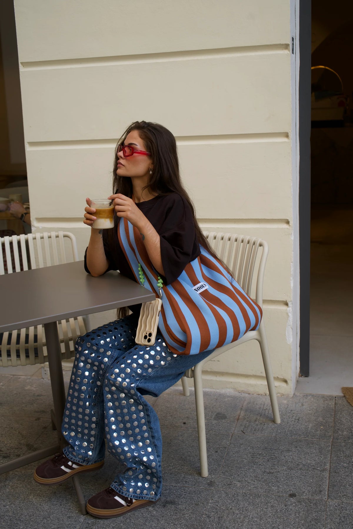 Riva Bag Stripes - blauw/bruin