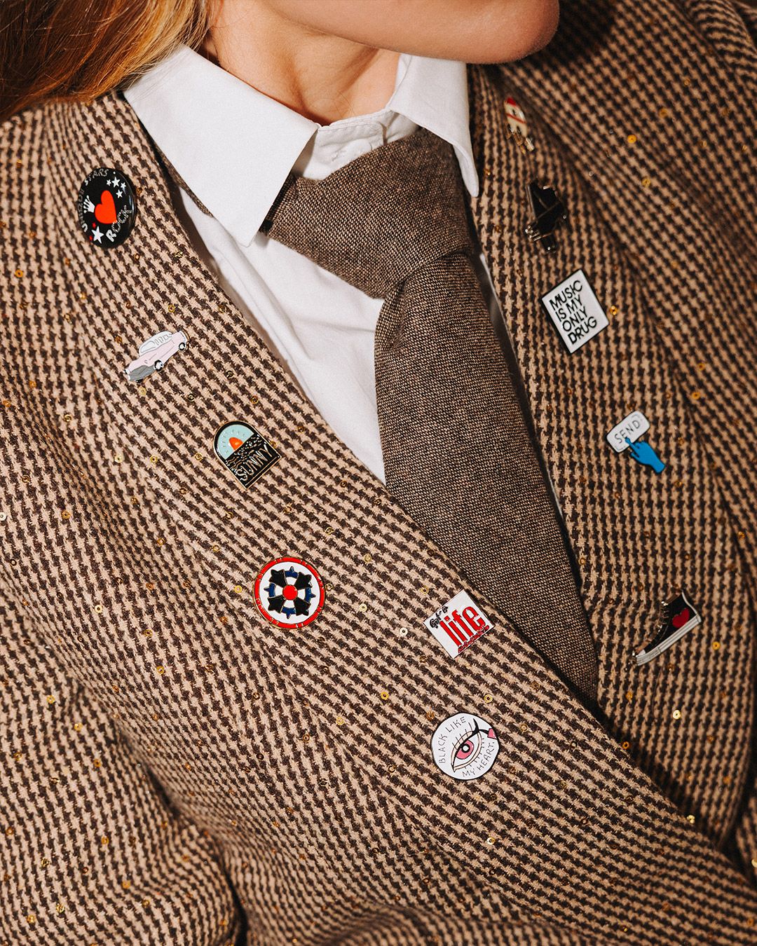 Blazer Ruit met Glitter - chocolade