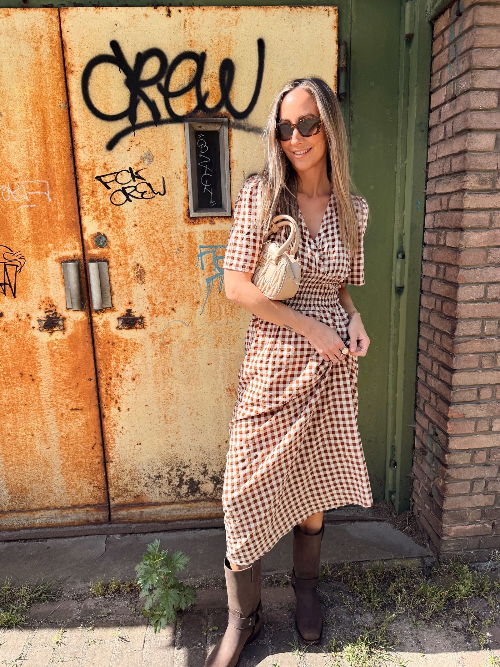 Daisy Jurk Ruit - bruin