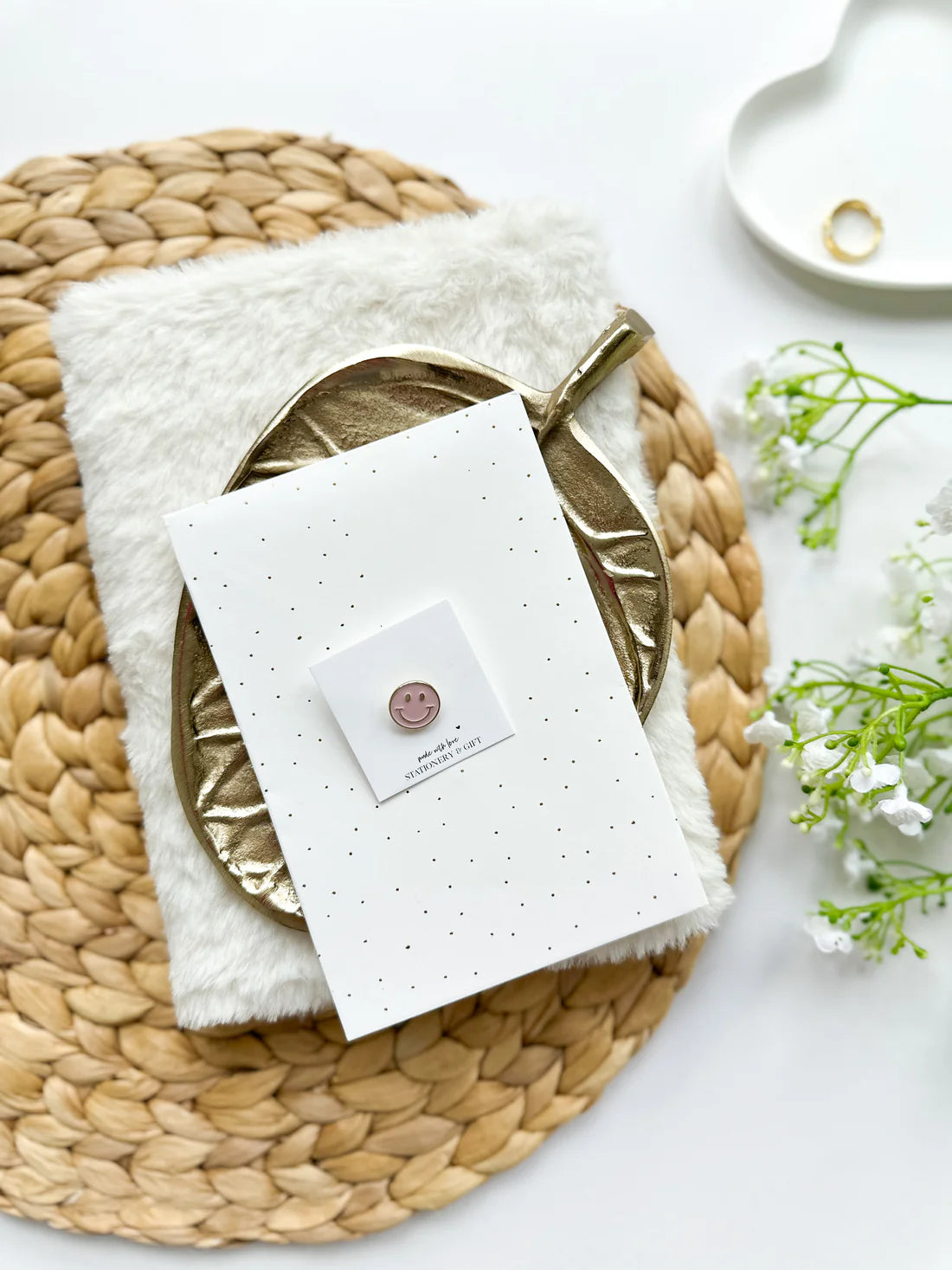 Pin/Broche Mini Smiley - roze