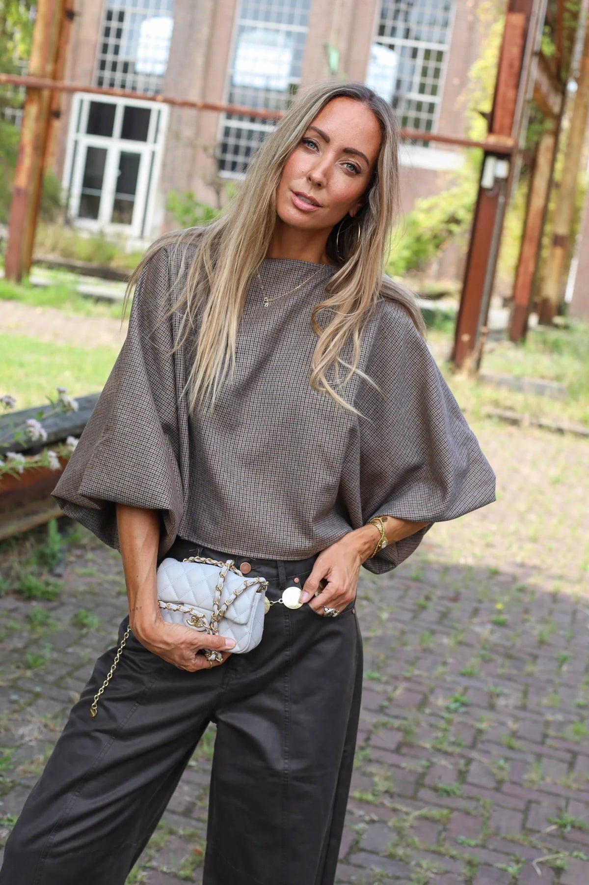 Top Ceder Checked - beige melange