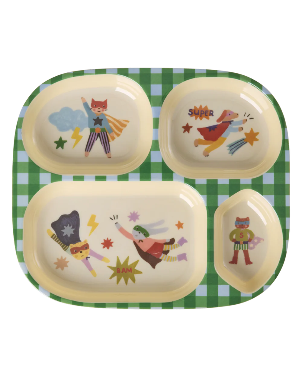 Rice Kinderbord met 4 Compartimenten - Groen - Hero Print