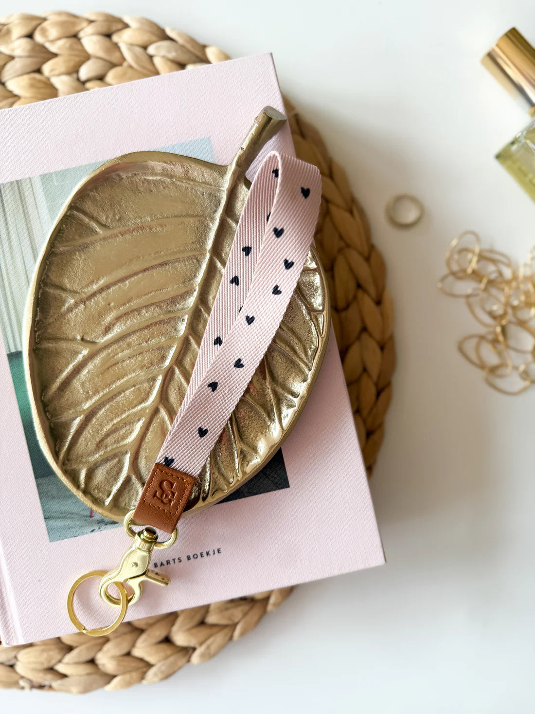 Keycord Hartjes - beige