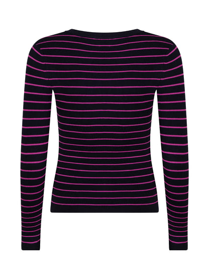 Ydence Knitted Top Devina -Navy/fuchsia purple