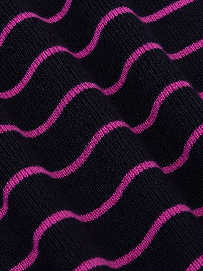 Ydence Knitted Top Devina -Navy/fuchsia purple