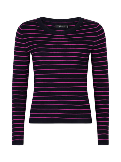 Ydence Knitted Top Devina -Navy/fuchsia purple