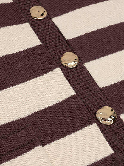 Knitted Top Judith - brown/ecru