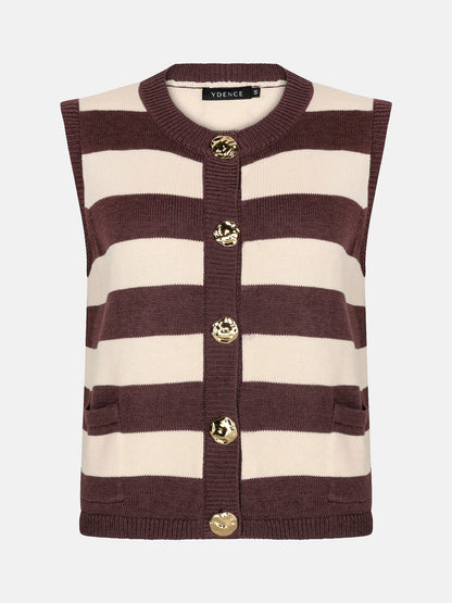 Knitted Top Judith - brown/ecru