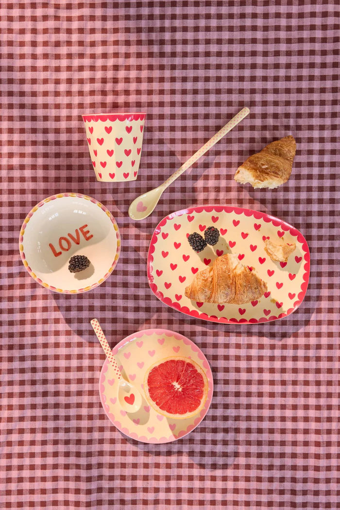 Rice Rechthoekig Bordje - Rood - Favorite Hearts Print