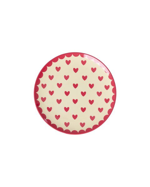 Rice Rond Taartbordje - rood - Favorite Hearts Print