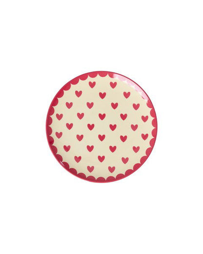 Rice Rond Taartbordje - rood - Favorite Hearts Print