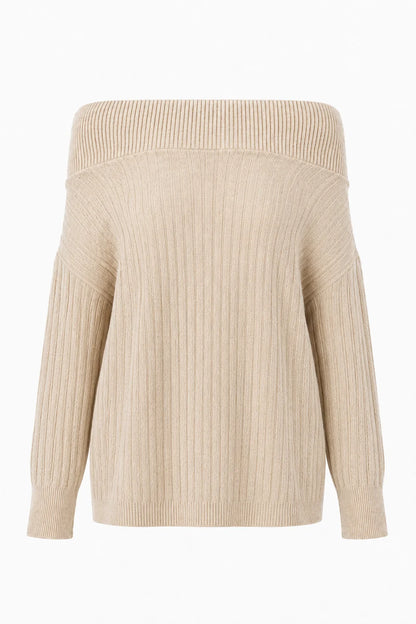 Leila Off Shoulder Sweater - beige