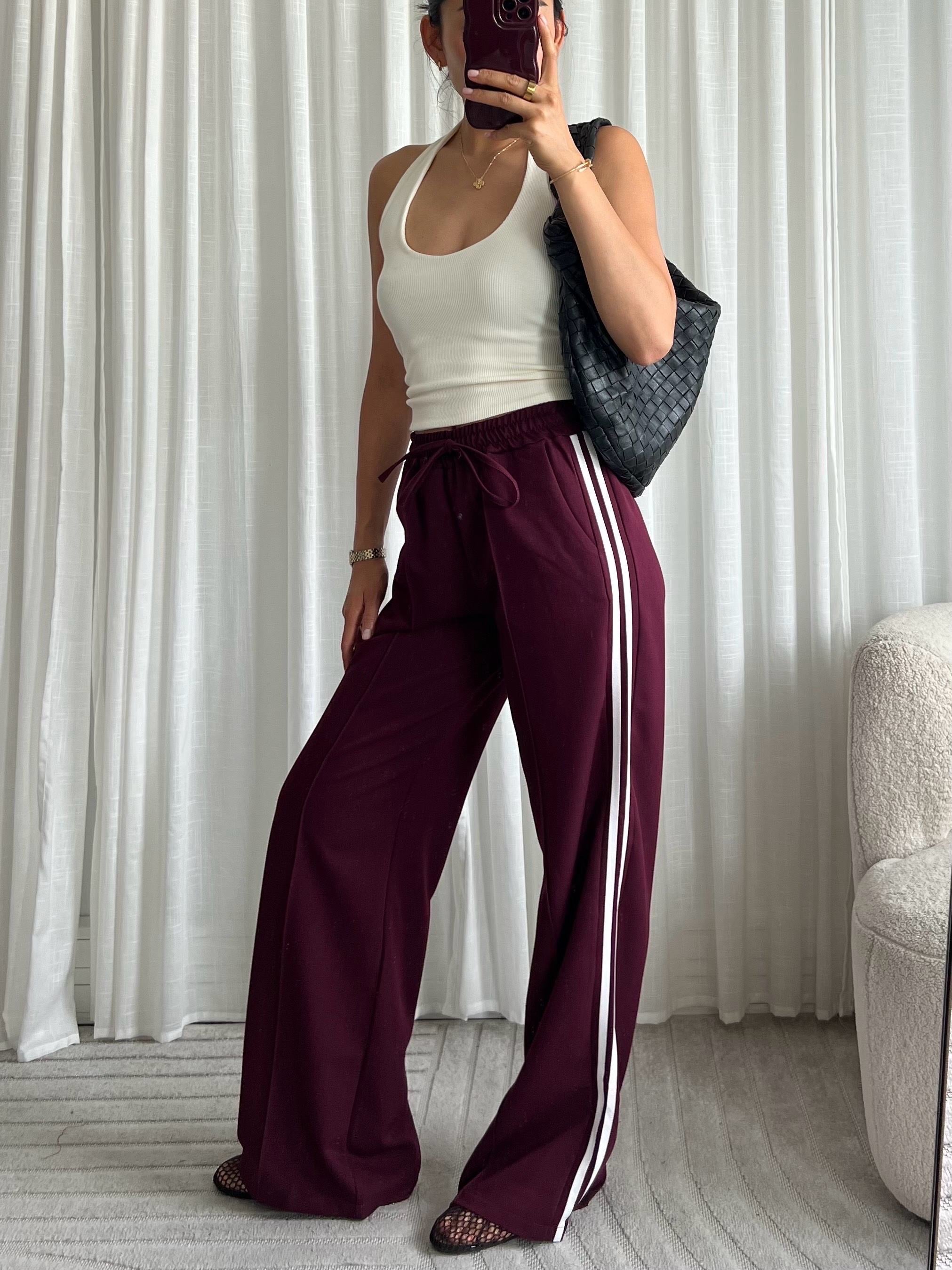 Wide Leg Pants - maroon/bordeaux