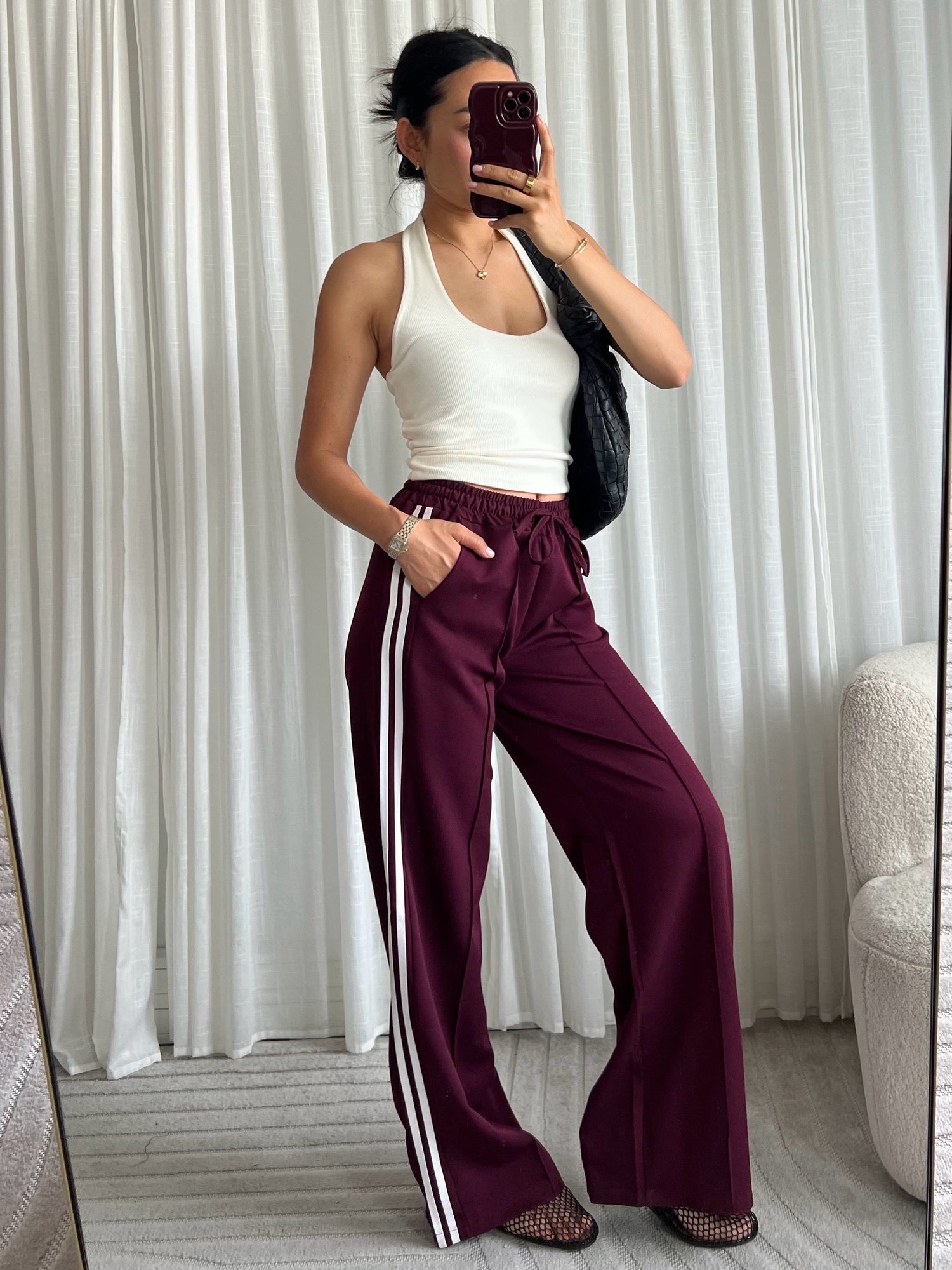 Wide Leg Pants - maroon/bordeaux