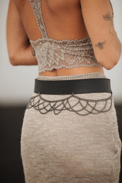 MW Neva Leather Chain Belt - zwart