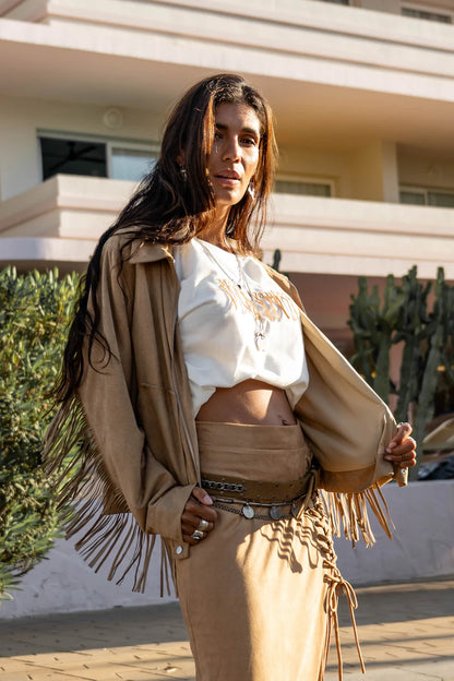 Kriss Fringe Jacket - camel