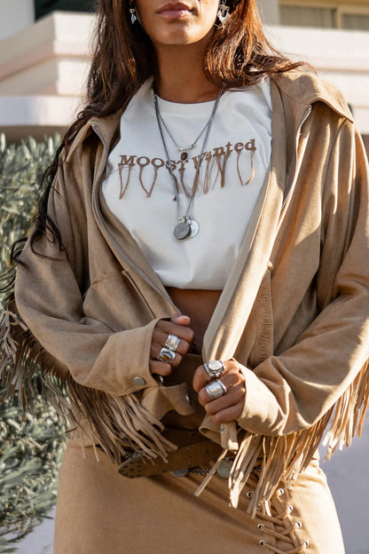 Kriss Fringe Jacket - camel