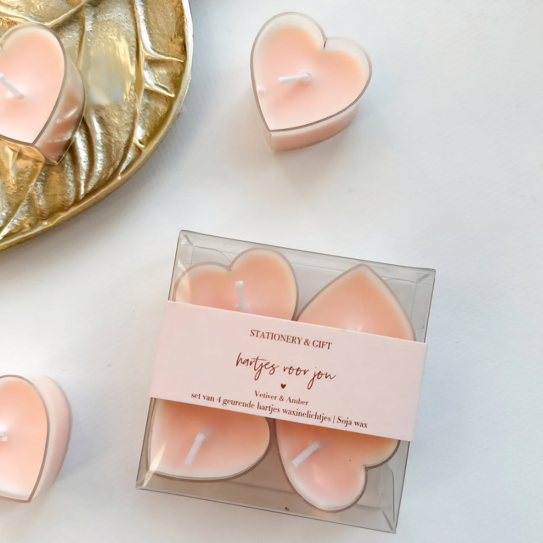 Waxinehartjes roze