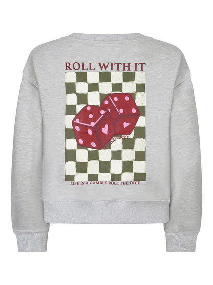 Ydence Sweater Roll With It - grey melange