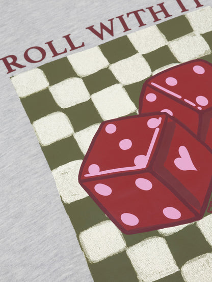 Ydence Sweater Roll With It - grey melange