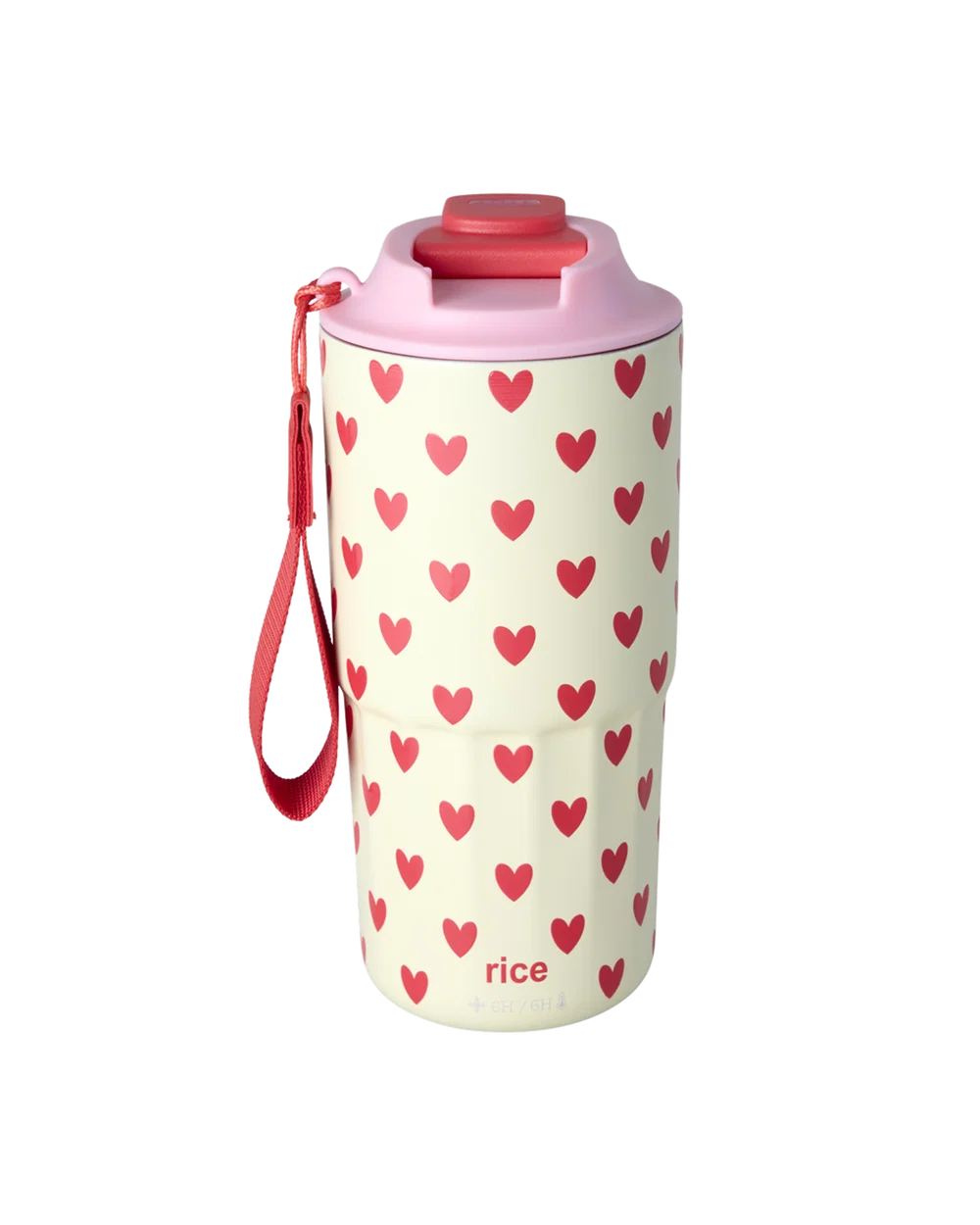 Grote Rvs Thermobeker - creme/hartjes