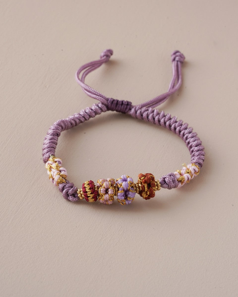 Armbandje Bloemenkoord - paars