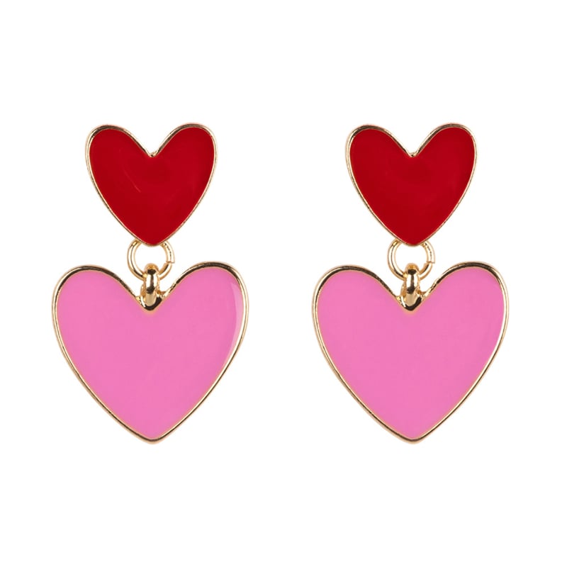 Earring Pink &amp; Red Hearts