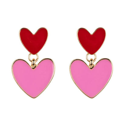 Earring Pink &amp; Red Hearts