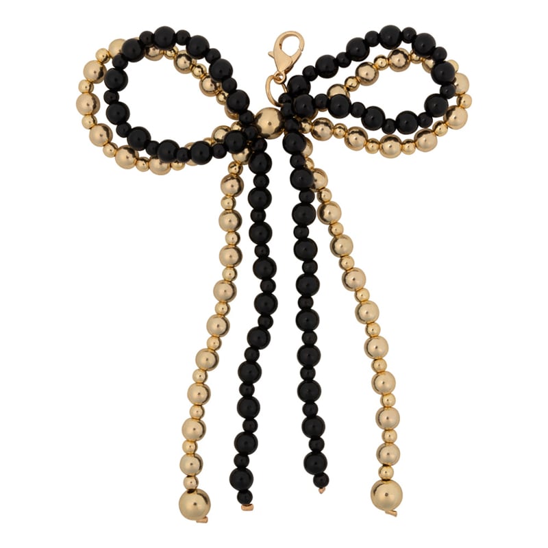 Pearl Bow Charm - black &amp; gold