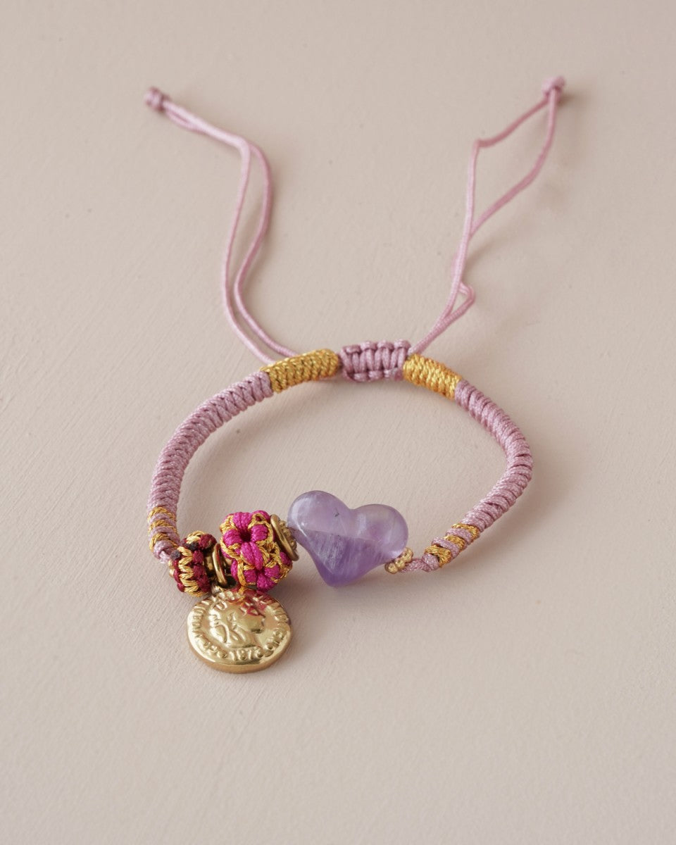 Armbandje Amethyst Hart - roze