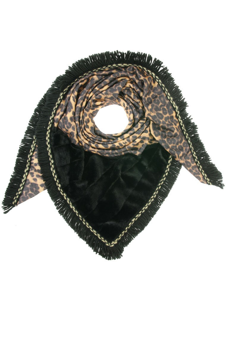 Triangel omslagdoek Panter - camel/zwart