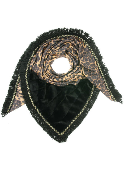 Triangel omslagdoek Panter - camel/zwart