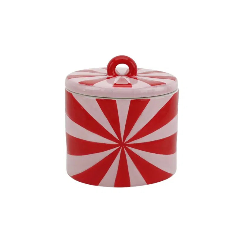 Deco Jar - Swirl - Dolomite - Red/Pink - 11x11x11,5cm