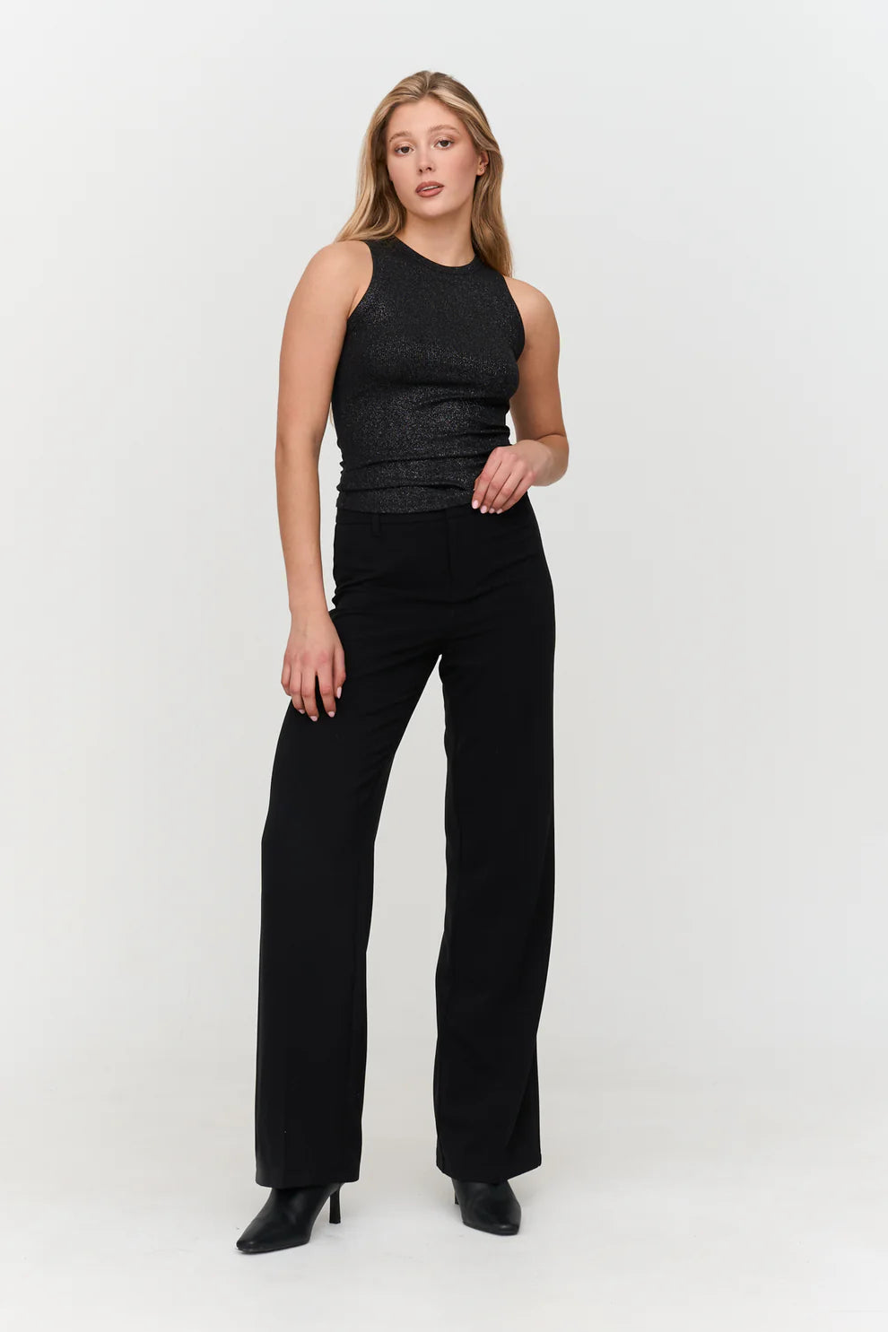 24C Top Met Glitter - zwart