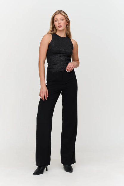 24C Top Met Glitter - zwart