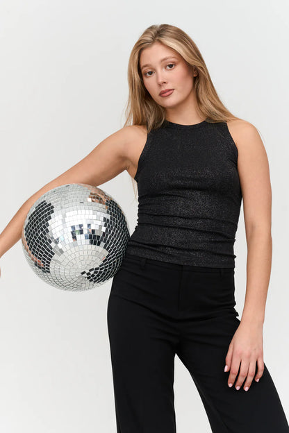24C Top Met Glitter - zwart