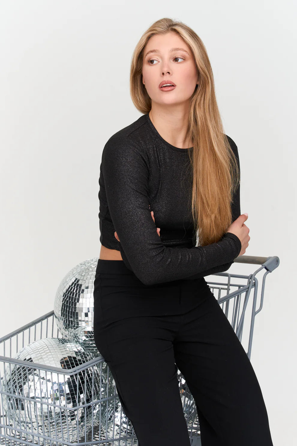 24C Shirt Met Glitter - zwart