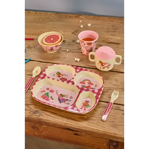 Rice Kinderbord met 4 Compartimenten - roze - Hero Print