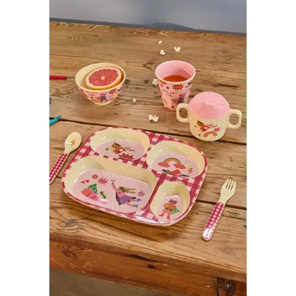 Rice Kinderbord met 4 Compartimenten - roze - Hero Print