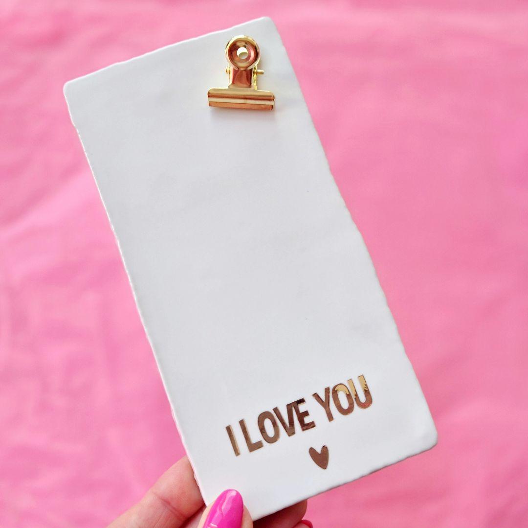 Tegeltje Met Clip - i love you - wit