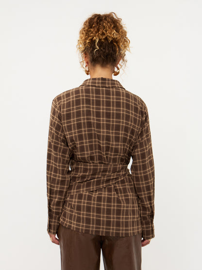 Blouse Isa - brown check