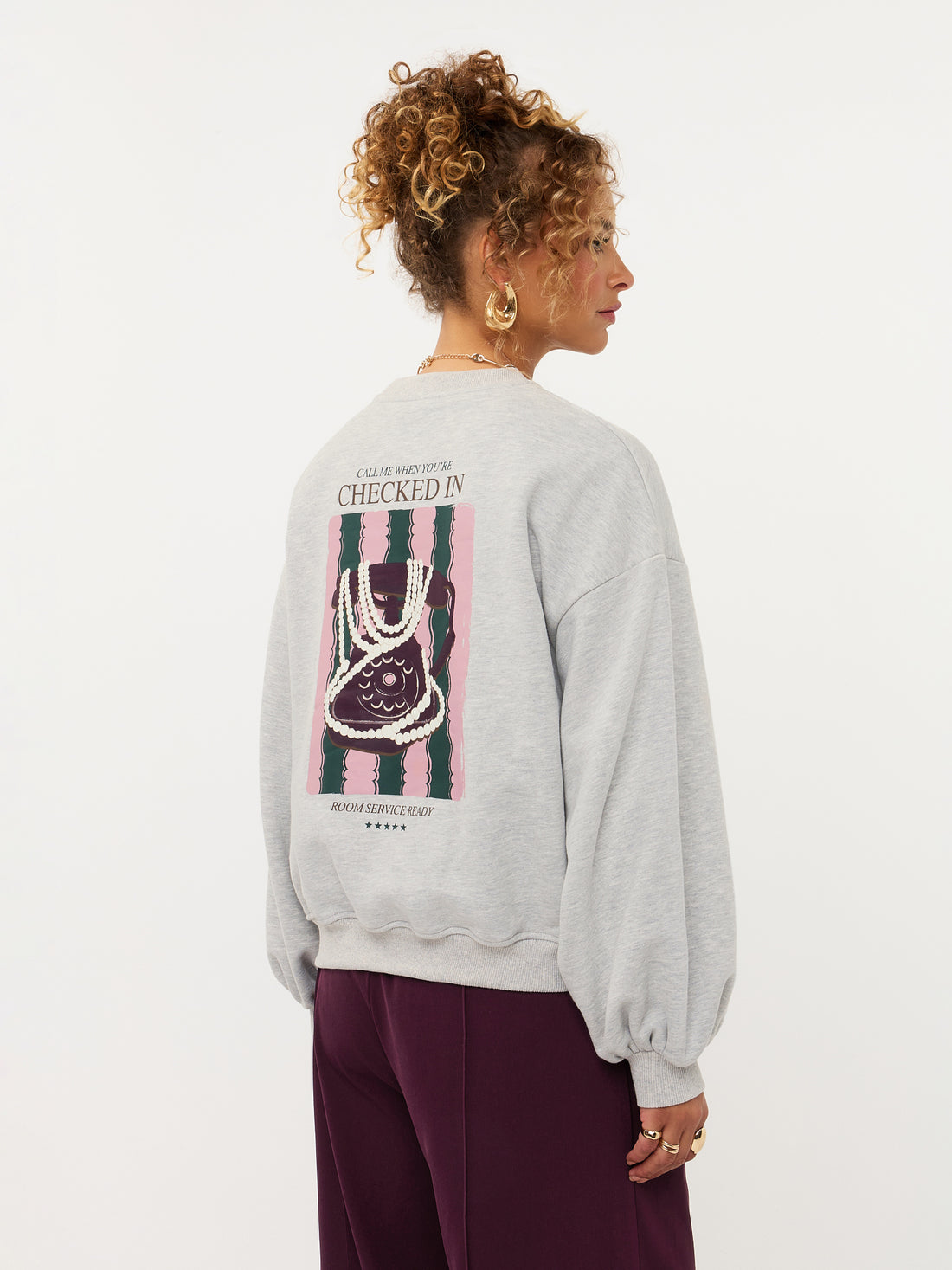 Sweater Checked In - grey melange